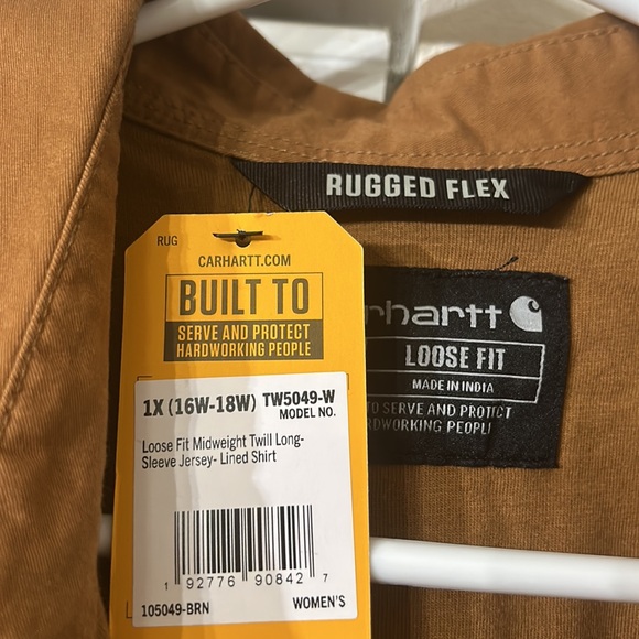 LOOSE FIT MIDWEIGHT TWILL LONG-SLEEVE JERSEY-LINED SHIRT size 1x - Picture 5 of 7